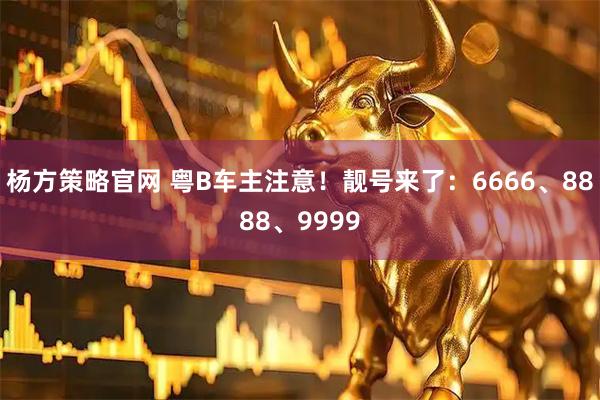 杨方策略官网 粤B车主注意！靓号来了：6666、8888、9999